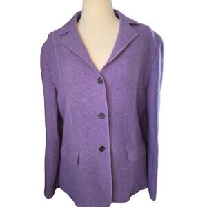 Lands End Women's Size 16 Purple 100% Wool Lightweight Blazer Jacket Colorful